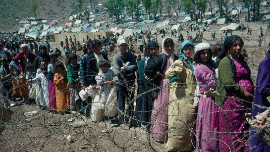 Irakiska flyktingar i tältlägret Isikveren i Sirnak, Turkiet.