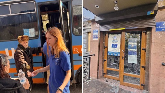 Proliskas buss som evakuerade människor och Right to Protections kontor attackerades.